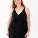 Woman modeling Kyte Baby's Women's Nightgown in Midnight