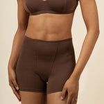 Close up of a model wearing the Women's Boxer in Toffee with matching Nursing bra 
::: Model is  wearing size S ///