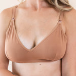 Model wearing Kyte Baby's Women's Nursing Bra in Latte