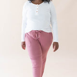 Kyte Baby's Women's Ribbed Henley Top in Snow