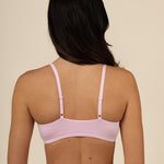 Back of the Women's Scoop Neck Bralette in Peony on a model showcasing the straps
