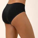 Person wearing black bamboo women's full coverage underwear
