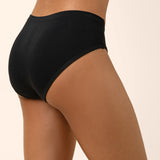 Person wearing black bamboo women's full coverage underwear