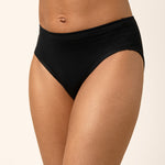 Person wearing black bamboo women's underwear