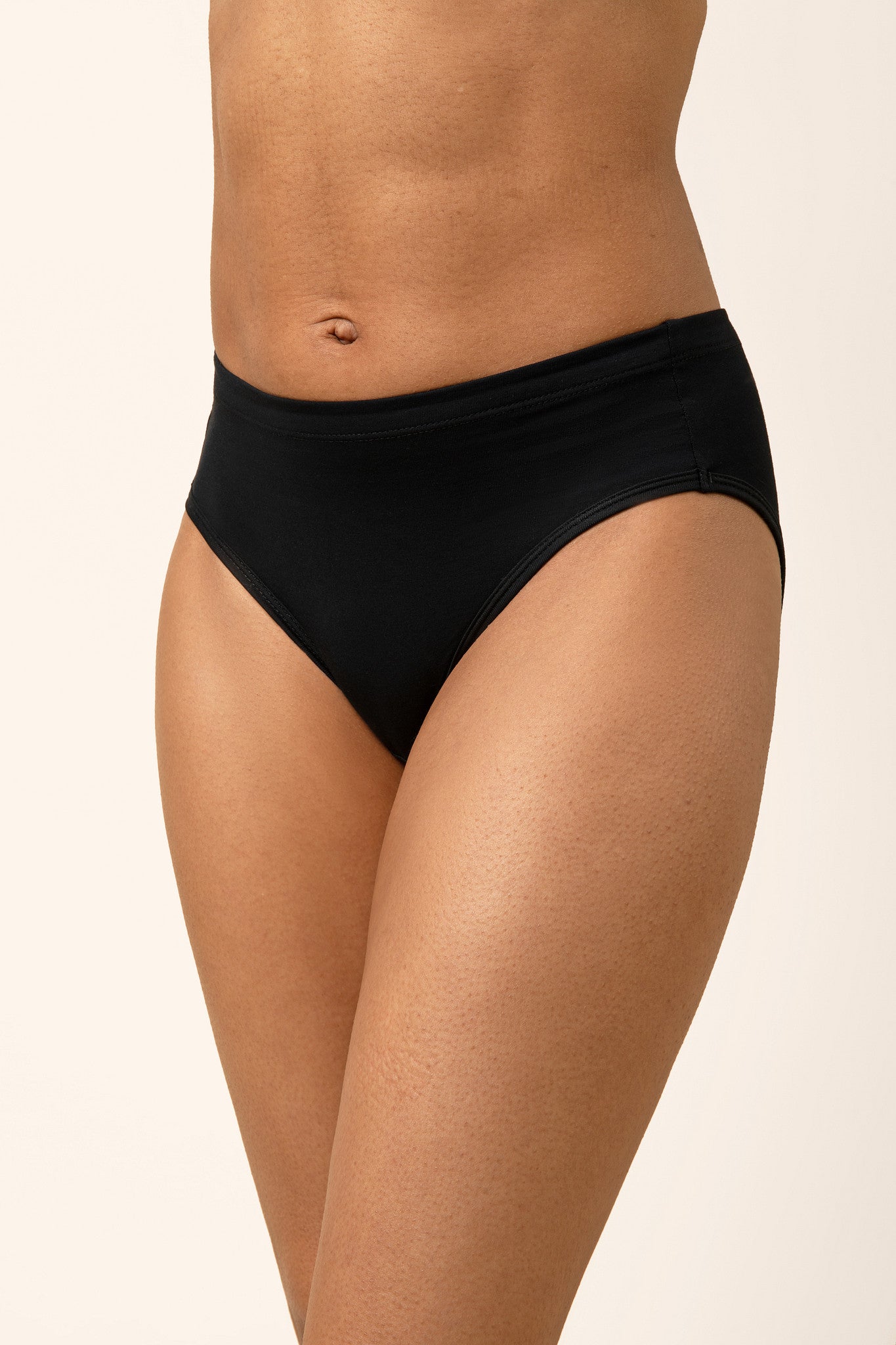 Person wearing black bamboo women's underwear