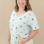 Women's Relaxed Fit V-Neck in Dew Surf