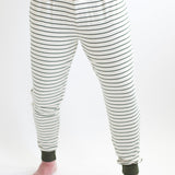 Bottoms of the Men's Ribbed Henley Set in Fir Stripe shown on a male model