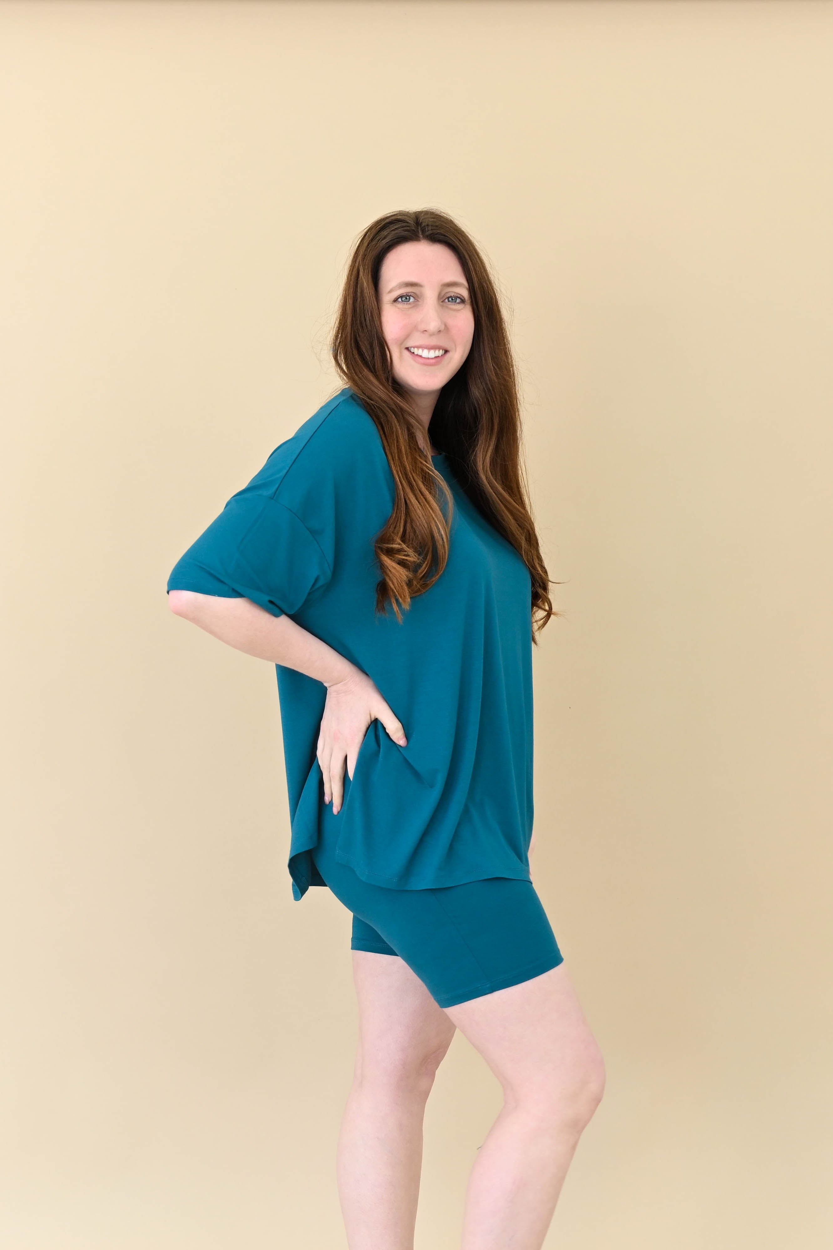 Female modeling the Women’s Biker Short Set in Loch