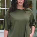 Video of woman modeling green biker short set ::: Model is 5'9" wearing size L ///