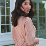 Video of model in light brown biker short set ::: Model is 5'2" wearing size S ///