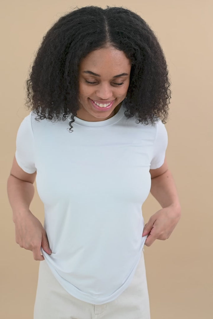 Video of woman modeling Snow Crew Tee

